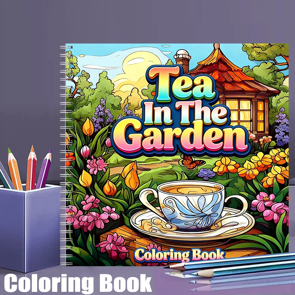 Adult Coloring Book Stress Relief - 정원 속의 차 그림책(성인용), 아름다운 색칠
