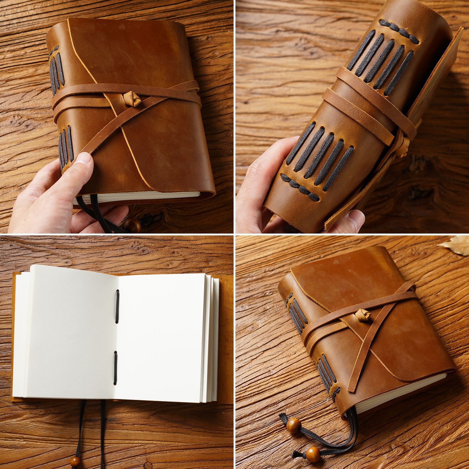 천연 소가죽으로 만든 여행용 노트, 왁스 처리된 빈티지 - Vintage Leather Journal Notebook 리뷰 및 가격