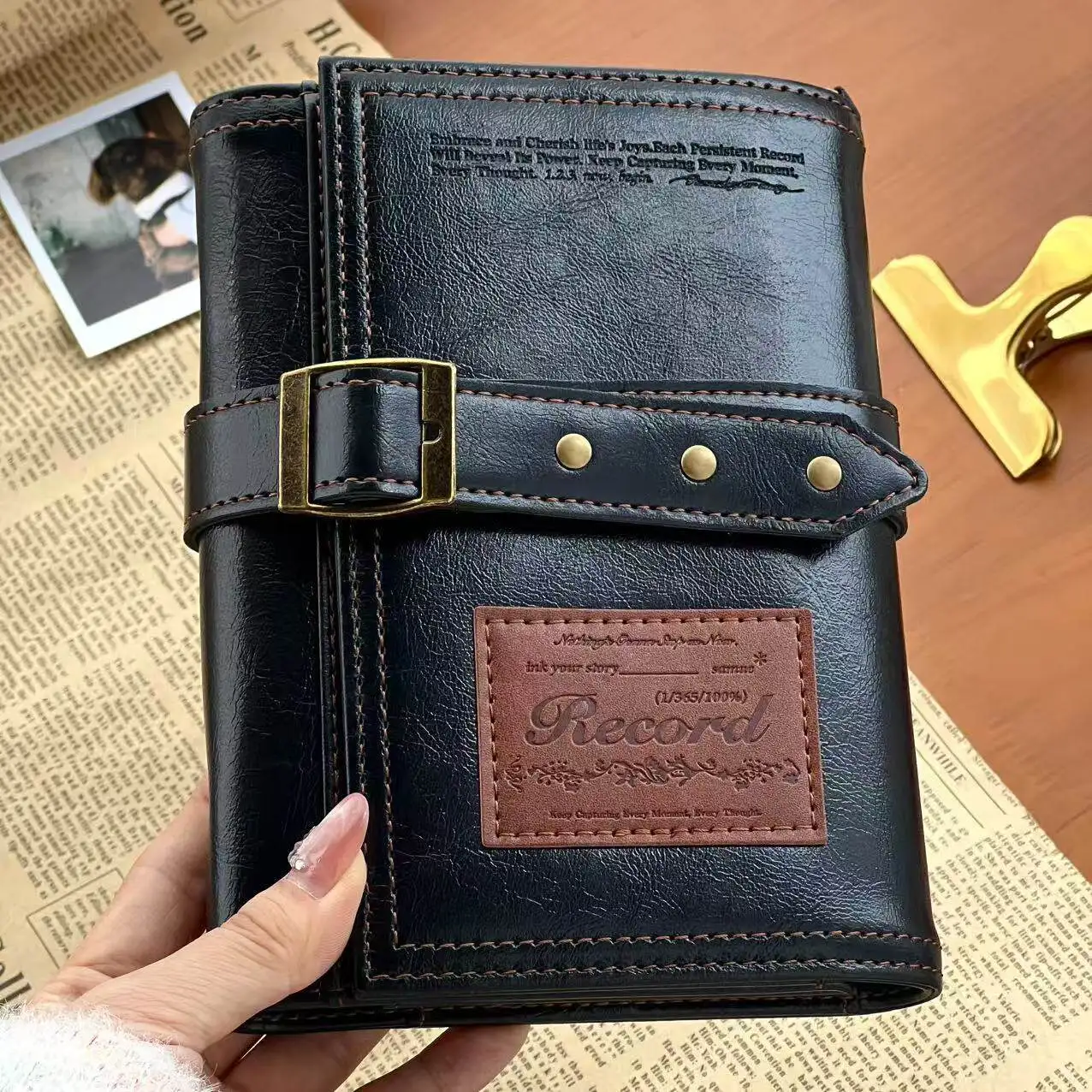 빈티지 스타일의 A6 사이즈 3단 접이식 가죽 노트,  - Vintage Leather Journal Notebook 리뷰 및 가격