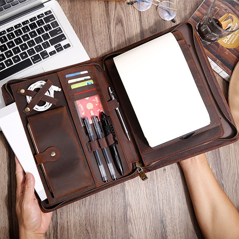 소가죽 지퍼 포트폴리오 오거나이저 다용도 수납 노트북  - Vintage Leather Journal Notebook 리뷰 및 가격